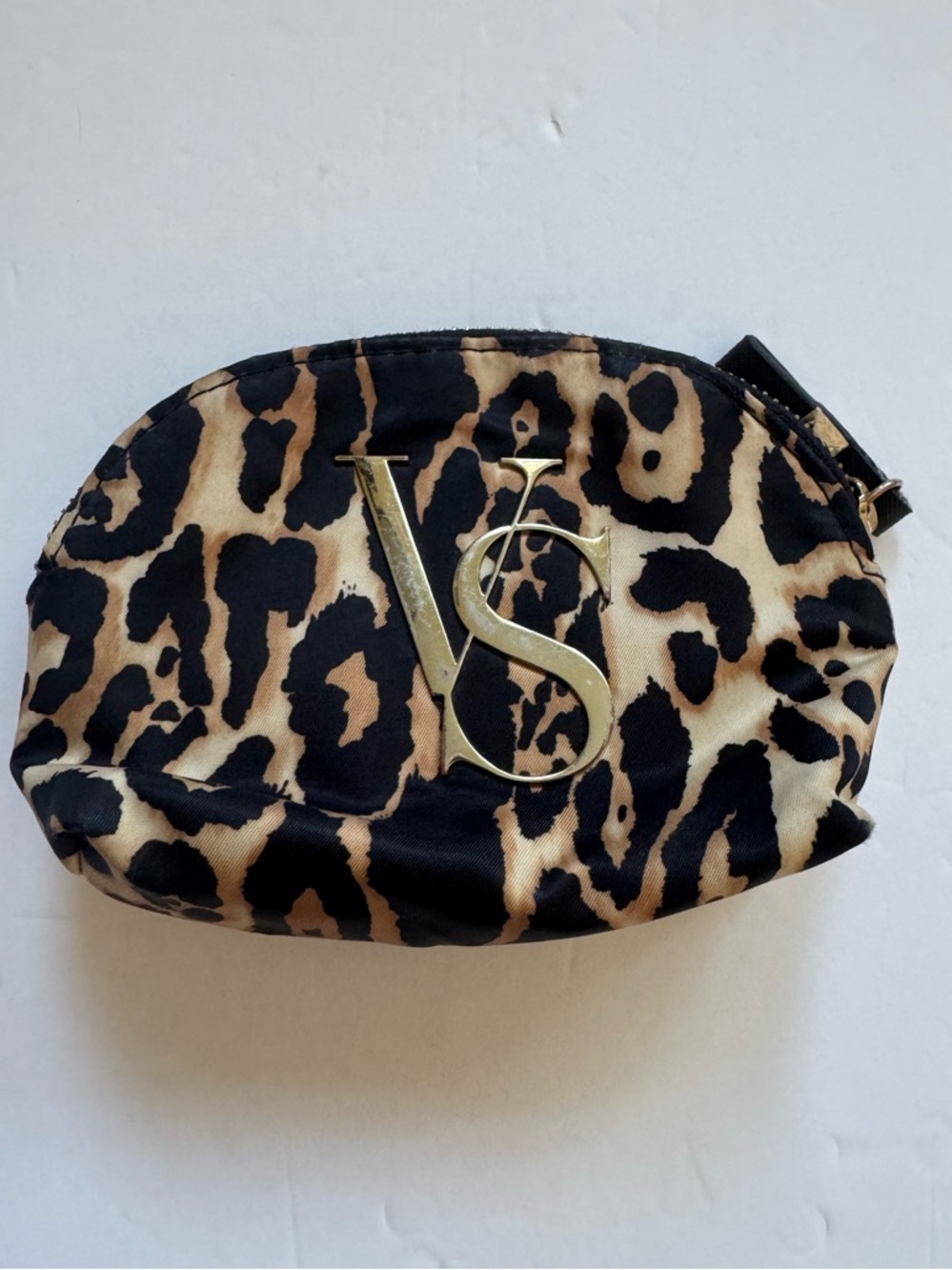 Victoria’s Secret Leopard Print Cosmetic Bag – VS Gold Logo Makeup Pouch
